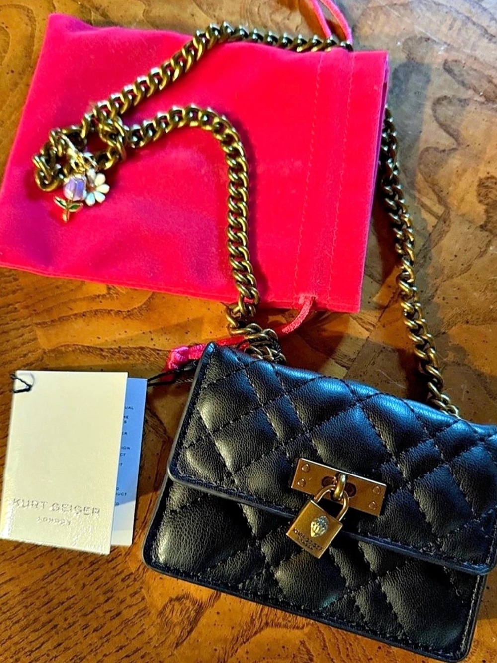 Kurt Geiger Micro Brixton Quilted Crossbody in Black NWT - Picture 2 of 5